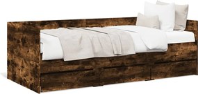 vidaXL Pat de zi cu sertare fără saltea, stejar fumuriu, 75x190 cm