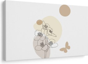 Tablou - Flori bej cu fluture N⁰4 (90x60 cm)
