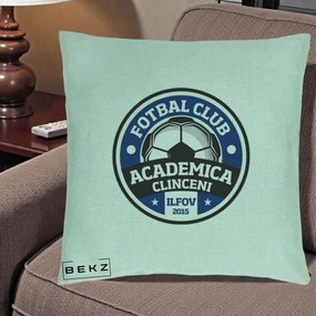 Perna Personalizata Academica Clinceni Fotbal Club, 40x40 cm, Verde Menta, Husa Detasabila, Perna Inclusa, BEKZ®