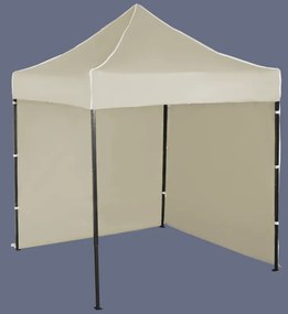 Pavilion de grădină 2x2m – din oțel, 2 pereţi laterali, Bejă