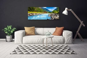 Tablou pe panza canvas Munții pietre Lacul Verde Peisaj Gri Albastru