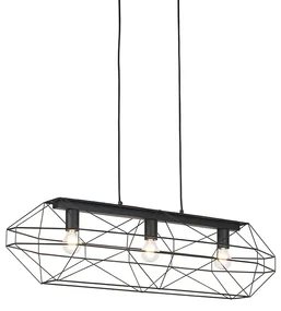Lampă suspendată industrială neagră cu 3 lumini - Carcass