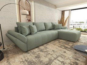 Colțar extensibil dumonde cu ladă de depozitare si sezut confortabil din spuma high-density, Berlin XL Enjoy Mint 350x185 cm II