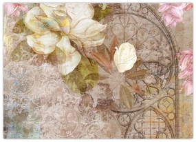 Tablou pe sticlă - Ornament de flori (70x50 cm)