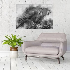 Tablou - Acuarelă papagali (90x60 cm)