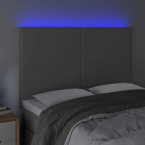 Tablie de pat cu LED, gri, 144x5x118 128 cm, textil 1, Gri, 144 x 5 x 118 128 cm