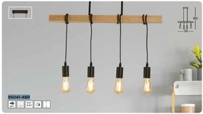 Lustra din lemn cu 4 pendule design rustic Woody