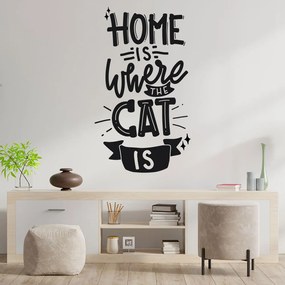 Sticker Decorativ Perete "Home is where the cat is ", 48x83 cm