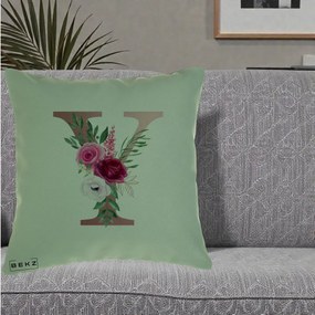 Cadou Personalizat - Perna Personalizata Monograma Rose Gold Litera Y, 40x40 cm, Verde, Husa Detasabila, Perna Inclusa, BEKZ®
