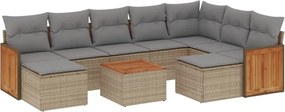 vidaXL Set canapele de grădină cu perne, 10 piese, bej, poliratan