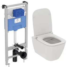 Set rezervor WC cu cadru Ideal Standard ProSys si vas WC I.Life B cu capac softclose alb