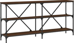 vidaXL Masă consolă stejar maro, 160x30x75 cm, lemn prelucrat și fier