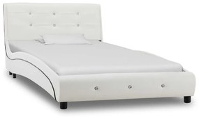 vidaXL Cadru de pat, alb, 90 x 200 cm, piele ecologică