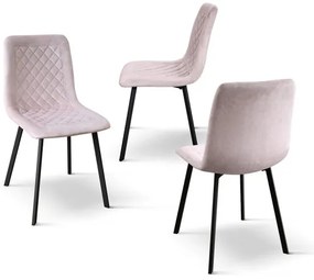 PAZZO DESIGN Set de 4 scaune Arianna din catifea roz cu picioare metalice | Aosom Romania