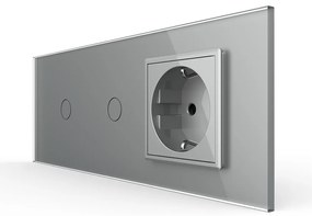 Intrerupator Simplu + Simplu + Priza LIVOLO cu Rama Din Sticla, Standard Italian, 6M