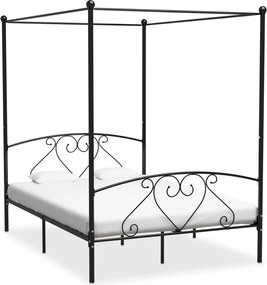 vidaXL Cadru de pat cu baldachin, negru, 160 x 200 cm, metal