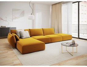 Colțar galben muștar cu tapițerie din catifea (cu colț pe partea stângă, cu șezlong) Vanda – Mazzini Sofas