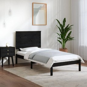 3104767 vidaXL Cadru de pat mic single, negru, 75x190 cm, lemn masiv