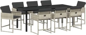 vidaXL Set de masă pentru grădină 9 pcs Gri deschis poliratan