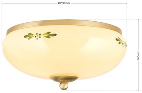 Plafoniera clasica Landhaus 28cm alama satin/ sticla champagne decor verde