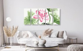 Tablou 5-piese floare lotus de acuarelă