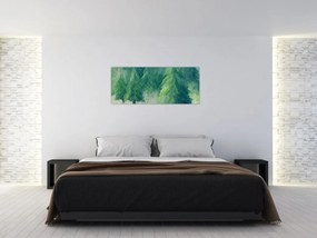 Tablou - Conifere pictate (120x50 cm)