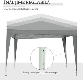 Outsunny Foișor de Grădină Impermeabil, cu Panouri Laterale Pliabile din Oțel și Acoperiș, 2,95x2,95x2,58 m, Verde | Aosom Romania