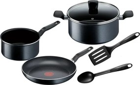 Set vase si ustensile Tefal C2678074 Starter Black, 6 piese, Acoperire cu titan, Fara PFOA, Thermo-Fusion, Thermo-Signal, Inductie, Negru