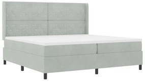 vidaXL Pat box spring cu saltea, gri deschis, 200x200 cm, catifea