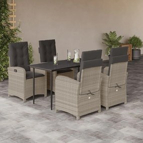 vidaXL Set mobilier de grădină cu perne, 5 piese gri deschis poliratan