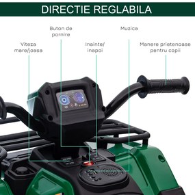 ATV electric copii, Ride-on, functii de mers inainte si inapoi, 12V, cu lumini | Aosom Romania