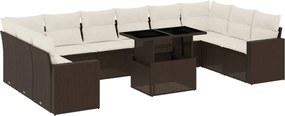 vidaXL Set canapele de grădină cu perne, 11 piese, maro, poliratan