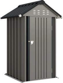 Outsunny Depozit metalic pentru unelte 1,17 m², magazie cu acoperiș în două ape, ventilație, lacăt și mănuși, 122 x 121 x 192 cm | Aosom Romania