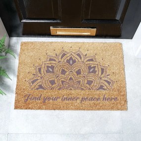 Covoraș de intrare din fibre de nucă de cocos 40x60 cm Find Your Inner Peace – Artsy Doormats