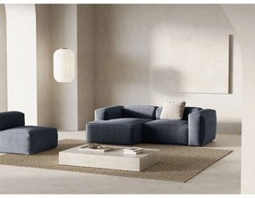 Colțar albastru prăfuit cu tapițerie din catifea reiată (cu colț pe partea stângă/cu șezlong) Bergamo – Cosmopolitan Design