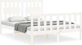 vidaXL Cadru de pat fără saltea, alb, 120x200 cm, lemn masiv pin