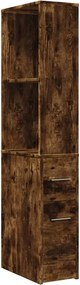 vidaXL Dulap de baie îngust cu roți, stejar fumuriu, lemn prelucrat