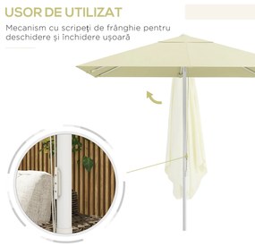 Outsunny Umbrelă Soare Exterior Gradină Reglabilă 4cm Copertină Bej 8 Nervuri | Aosom Romania