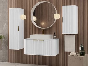 Set mobilier baie Mekona I (Alb mat + Marmură Alb + auriu) (cu sifon). 1103869
