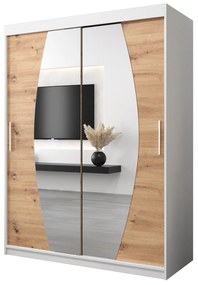Dulap de haine 150 cm Eclipse (Alb mat + Stejar artisan). 1063401