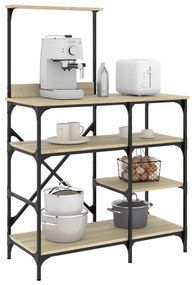 vidaXL Raft brutărie, stejar sonoma, 90x40x132 cm lemn prelucrat/metal