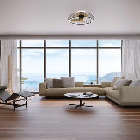 Lustra LED Smart cu Ventilator si telecomanda NATURE negru/fag