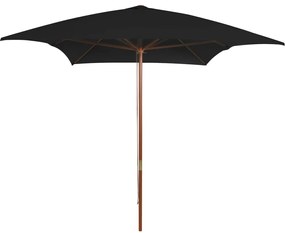 vidaXL Umbrelă de soare cu stâlp din lemn, negru, 200x300 cm