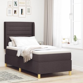 vidaXL Pat cu saltea cu arcuri Maro închis 80 x 200 cm țesătură