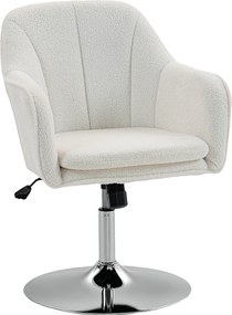 HOMCOM Fotoliu de salon, rotativ cu înălțime reglabilă, funcție balans, pernă căptușită, 61 x 64 x 80-92 cm, alb | Aosom Romania