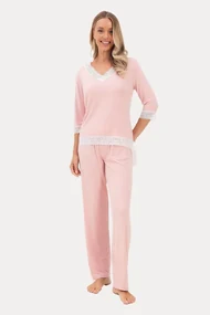 Pijamale femei ROZALIE din bambus L Roz / Pink
