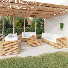3100873 vidaXL Set mobilier grădină cu perne, 9 piese, lemn masiv de tec