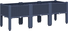 vidaXL Jardinieră de grădină cu picioare, albastru gri, 120x40x42 cm, PP