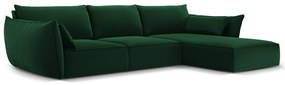 Colțar verde închis cu tapițerie din catifea (cu colț pe partea dreaptă, cu șezlong) Vanda – Mazzini Sofas