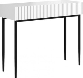 Masa de toaletă cu sertare Nicole 100 cm - alb mat / picioare negre